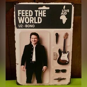 Vintage 1985 Live Aid U2 Bono “Feed the World” Action Figure Doll Wall Art
